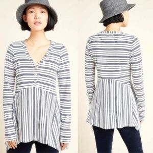 Anthropologie Maeve Babydoll Striped Henley XS